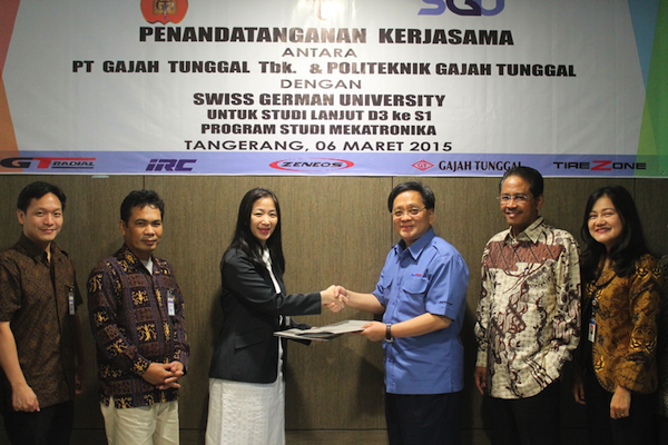 Bachelor of Mechanical Engineering in Mechatronics Swiss German University Signs a Cooperation Agreement with PT Gajah Tunggal Tbk. and Politeknik Gadjah Tunggal (Poltek GT)