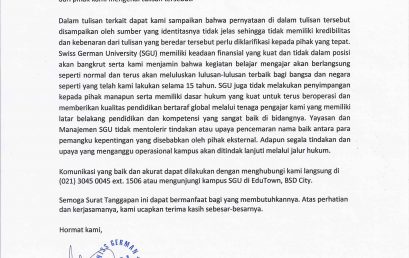 Surat Tanggapan Swiss German University