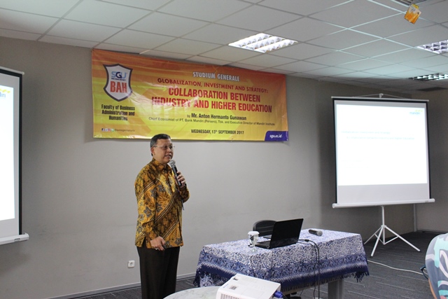 Chief Economist of PT. Bank Mandiri (Persero), Tbk Gives Guest Lecture to SGU Students